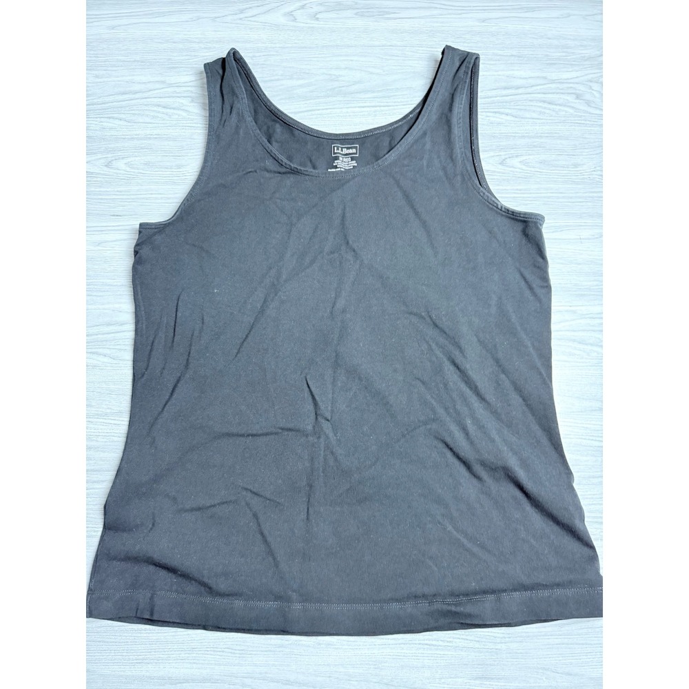 LL‎ Bean Womens Black Scoop Neck Tank Top Cotton Spandex M Reg 298887